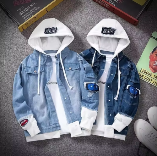 OEM/ODM Hooded Denim Jacket Mens Hip Hop Jeans Coat Retro Jean Jacket Street Casual Bomber Jacket Outerwear Hoodies