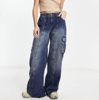 Casual Washed Straight Trousers Baggy Jeans Ladies Street Black Denim Women Jeans Cargo Pants Boyfriend Jeans For Women