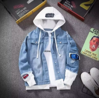 OEM/ODM Hooded Denim Jacket Mens Hip Hop Jeans Coat Retro Jean Jacket Street Casual Bomber Jacket Outerwear Hoodies